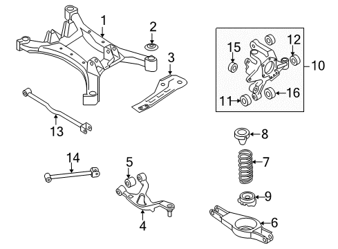 2008 Nissan Altima Rear Suspension Components, Lower Control Arm, Upper Control Arm, Stabilizer Bar Nut Diagram for 55269-JA000