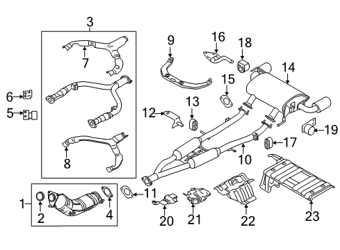 2016 Infiniti QX50 Exhaust Components Exhaust Main Muffler Assembly Diagram for 20100-1BU0A