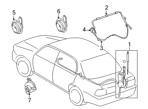 1999 Toyota Camry Antenna & Radio, Horn Filter, Noise Diagram for 90084-98015