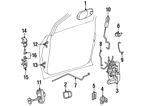 1998 Chrysler Town & Country Front Door - Lock & Hardware Link Front Door Key Cylinder To Lat Diagram for 4675628