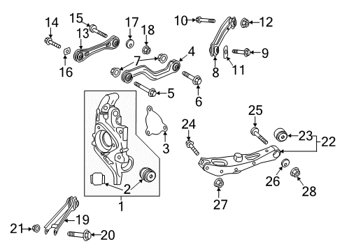 2019 Buick LaCrosse Rear Suspension Components, Lower Control Arm, Upper Control Arm, Ride Control, Stabilizer Bar Lower Control Arm Diagram for 84449394