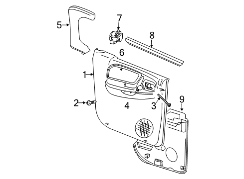 2002 Dodge Dakota Interior Trim - Rear Door Seal-Door Diagram for 55257200AE