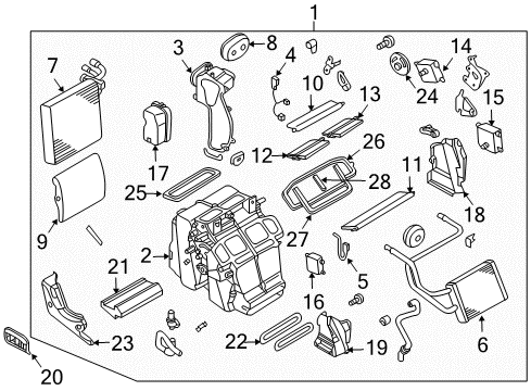 2003 Infiniti FX45 Air Conditioner Bracket-Front Heater Unit Diagram for 27175-AM600