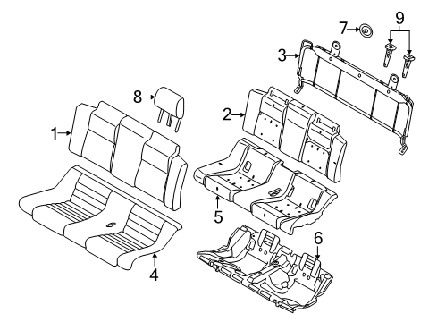 2012 Ford Mustang Rear Seat Components Seat Cushion Pad Diagram for 6R3Z-76600A88-A