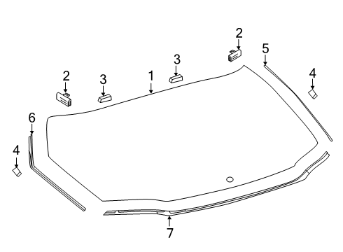 2020 Toyota C-HR Lift Gate - Glass & Hardware Lift Gate Glass Spacer Diagram for 64819-10010