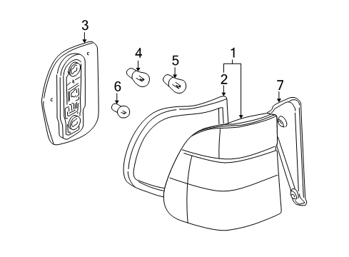 2002 BMW 540i Tail Lamps Rear Light In The Side Panel, Left Diagram for 63216900215