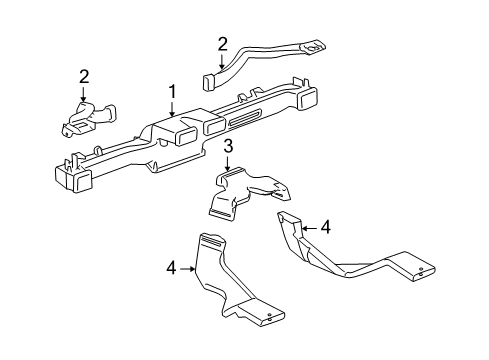 2010 Hummer H3T Ducts Duct, Floor Air Outlet Diagram for 10396904