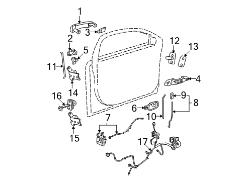 2009 Chevrolet Malibu Front Door - Lock & Hardware Knob Asm-Front Side Door Locking Rod *Cocoa Diagram for 15934424