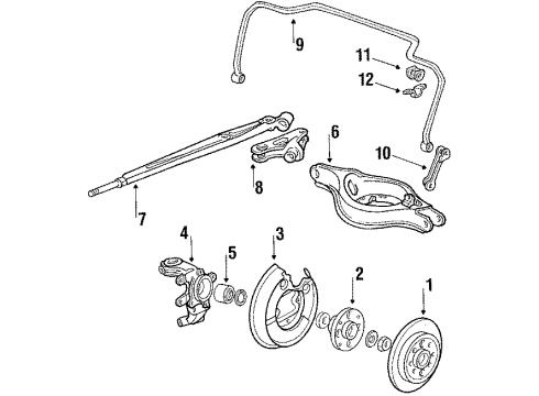 1986 Acura Legend Rear Axle, Lower Control Arm, Suspension Components Splash Guard, Left Rear Diagram for 43253-SD4-000