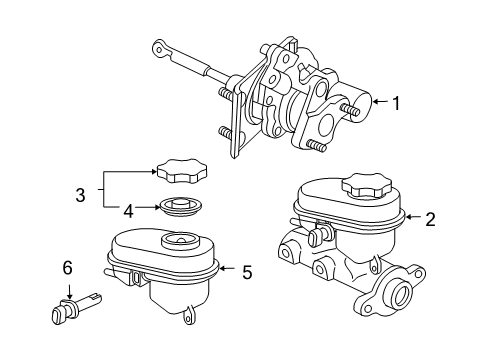 2004 GMC Savana 1500 Dash Panel Components Cylinder Asm, Brake Master Diagram for 19209236