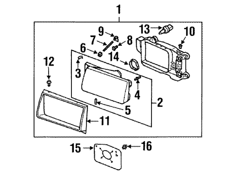 1999 Isuzu Rodeo Headlamps Headlight Assembly, Driver Side Diagram for 8-97205-901-0