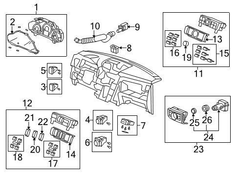 2012 Honda Pilot Switches Switch Assembly, Lighting & Turn Signal Diagram for 35255-TK8-A01