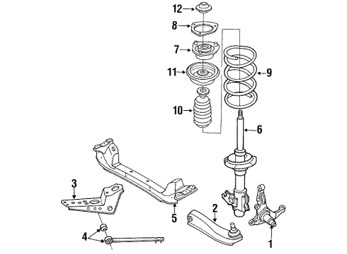 1993 Nissan 240SX Front Suspension Components, Lower Control Arm, Stabilizer Bar, Torsion Bar Spring-Front Diagram for 54010-59F01