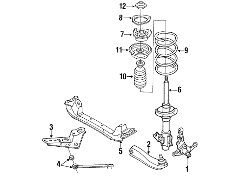 1990 Nissan 240SX Front Suspension Components, Lower Control Arm, Stabilizer Bar Arm Assy-Lower, RH Diagram for 54500-52F00