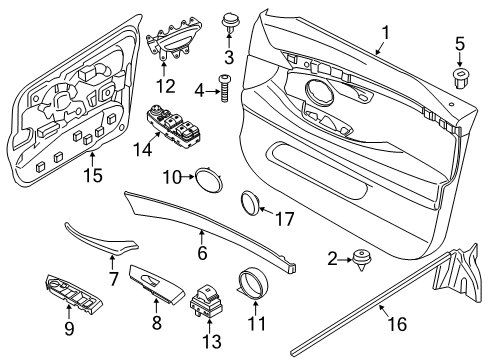 2014 BMW 535i GT Front Door Front Left Door Opener Diagram for 51217260951