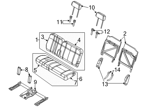 2009 Dodge Durango Rear Seat Components Rear Seat Cushion Left Diagram for 1FQ771D5AA