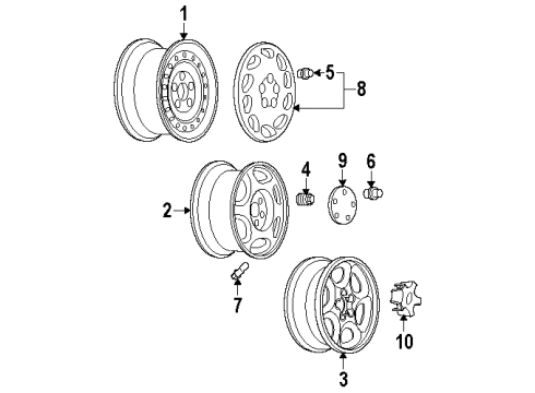 1998 Oldsmobile Silhouette Wheels, Covers & Trim Wheel, Alloy Diagram for 12360904