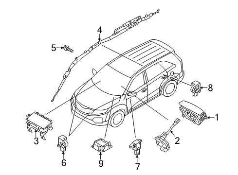 2012 Kia Sorento Air Bag Components Sensor Assembly-Side Impact Diagram for 959202P050