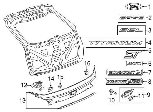 2020 Ford Edge Parking Aid Applique Nut Diagram for -W701014-S442