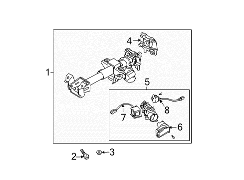 2011 Chevrolet Aveo5 Steering Column, Steering Wheel Column Asm, Steering Diagram for 96994642