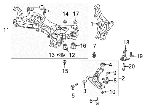 2016 Hyundai Tucson Front Suspension Components, Lower Control Arm, Stabilizer Bar Arm Complete-Front Lower, RH Diagram for 54501-D3000