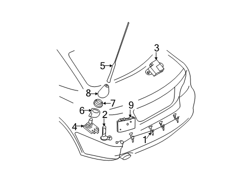 2013 BMW 128i Antenna & Radio Back-Up Antenna Diagram for 65206935024