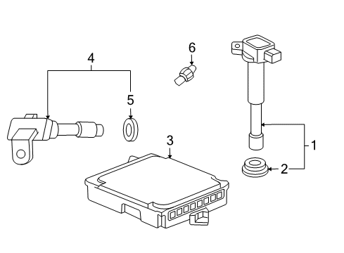 2005 Acura TSX Powertrain Control Coil Assembly, Plug Hole Diagram for 30520-RWC-A01