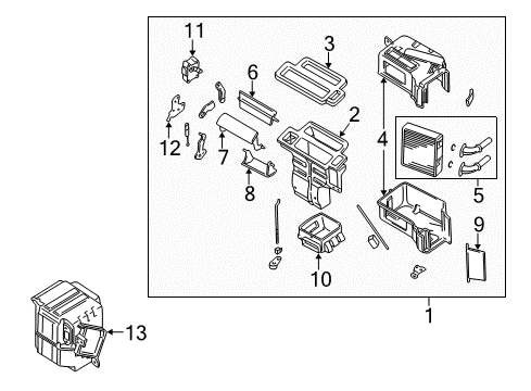 2000 Nissan Altima HVAC Case Core-Heater Diagram for 27140-0Z800