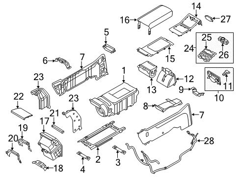 2012 Hyundai Equus Rear Console Nozzle Assembly Diagram for 84645-3N600-RY