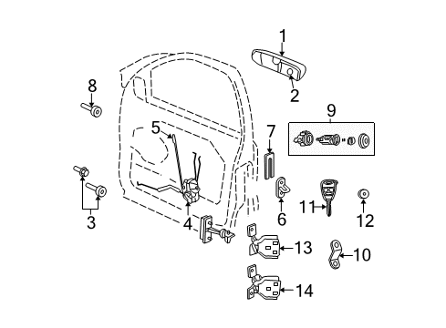 2008 Jeep Commander Front Door - Lock & Hardware Handle-Exterior Door Diagram for 1HP701BMAA