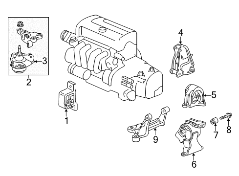2004 Acura RSX Engine & Trans Mounting Bracket, Rear Engine Mounting Diagram for 50827-S7C-980
