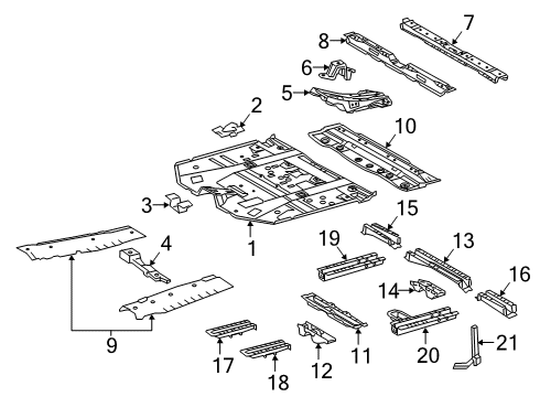 2019 Lexus RX350L Pillars, Rocker & Floor - Floor & Rails Member Sub-Assembly, Front Diagram for 57206-48020