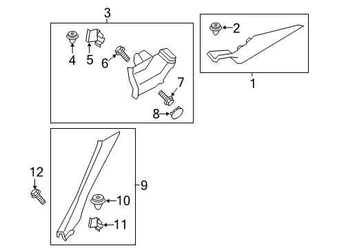2013 Hyundai Equus Interior Trim - Quarter Panels Cover-Rear Pillar Blanking LH Diagram for 85851-3N100-SH