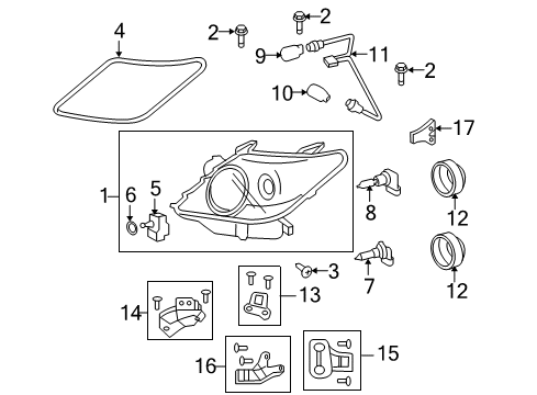 2010 Lexus LX570 Bulbs Headlamp Unit Assembly, Right Diagram for 81130-60D61