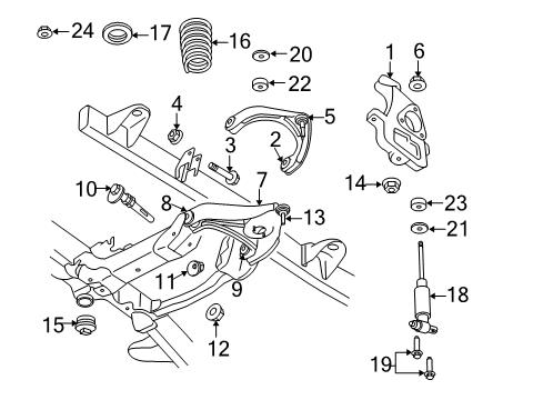 2009 Dodge Ram 1500 Front Suspension Components, Lower Control Arm, Upper Control Arm, Stabilizer Bar Front Coil Spring Diagram for 55398386AC