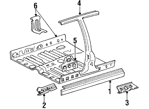 1987 Mitsubishi Precis Uniside Panel Complete-Front Floor Diagram for 65100-21303