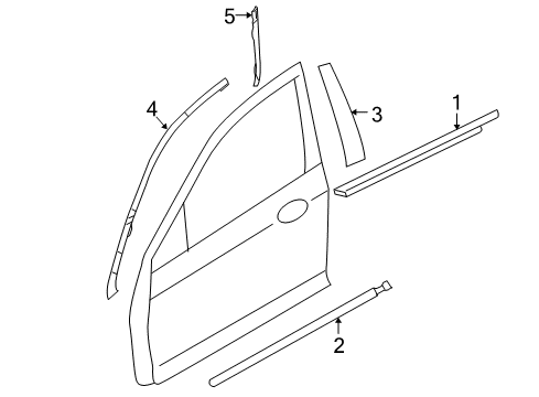 2006 Ford Fusion Exterior Trim - Front Door Body Side Molding Diagram for 6E5Z-5420878-APTM