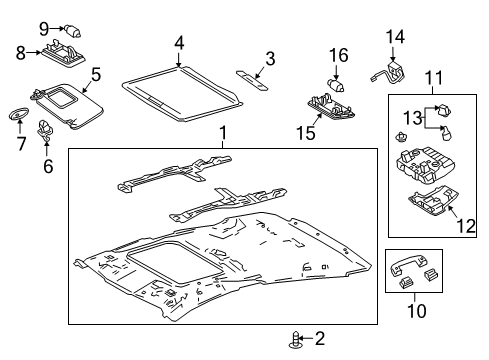 2020 Toyota Prius AWD-e Interior Trim - Roof Map Lamp Assembly Diagram for 81208-47260-B0