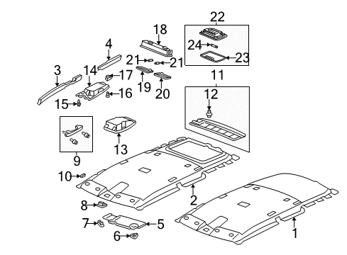 2006 Honda Element Interior Trim - Roof Cap, Roof Lining *NH220L* (Mirror Base) (CLEAR GRAY) Diagram for 83201-SCV-A01ZA