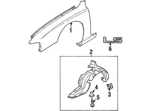 1998 Kia Sephia Fender & Components, Exterior Trim Guard-Mud, RH Diagram for 0K2A156131A