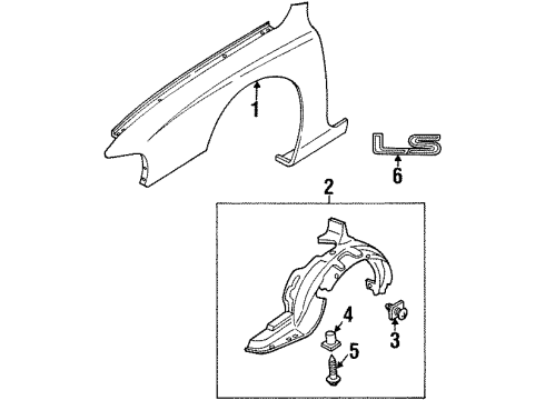 1998 Kia Sephia Fender & Components, Exterior Trim Kit, Side Molding RH Diagram for US980AY016B3