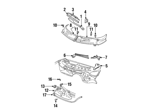 1994 Pontiac Firebird Wiper & Washer Components Arm Asm, Windshield Wiper LH Diagram for 22155458