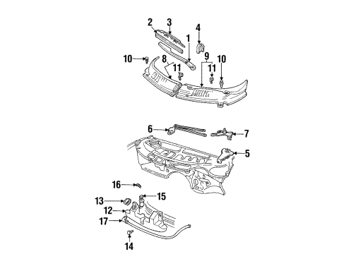 1994 Pontiac Firebird Wiper & Washer Components Blade Asm, Windshield Wiper Diagram for 22121694