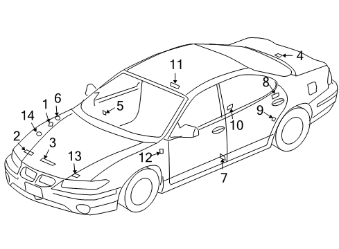 2000 Pontiac Grand Am Information Labels Info Label Diagram for 22618770