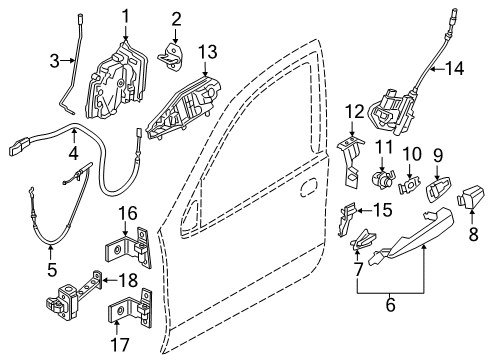 2017 BMW X6 Front Door Outer Right Primed Door Handle Diagram for 51217396308