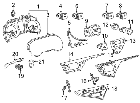 2018 Toyota Camry Automatic Temperature Controls Cluster Lens Diagram for 83852-33Q10