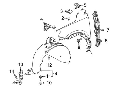 2022 Buick Encore GX Fender & Components Rear Insulator Diagram for 42553079