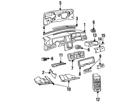 1993 Cadillac Allante Instrument Panel Control Asm, Heater & A/C & Driver Information Display (Remanufacture) Diagram for 16170507