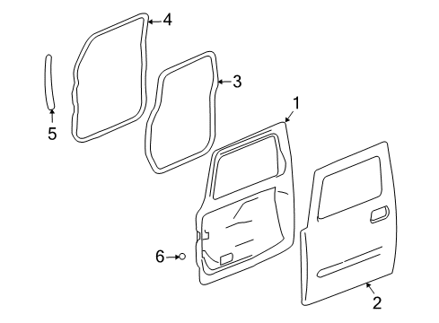 2004 Hummer H2 Front Door Weatherstrip Asm-Front Side Door Front Auxiliary Diagram for 25868654