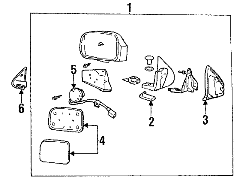 1997 Mercury Villager Outside Mirrors Mirror Assembly Diagram for F6XZ17696BA